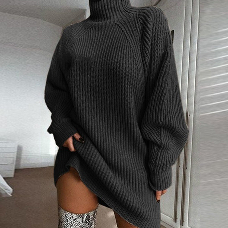 👥 Über 80.000 Käufer haben bereits zugeschlagen! Bequemes Rollkragen-Strickkleid für Damen