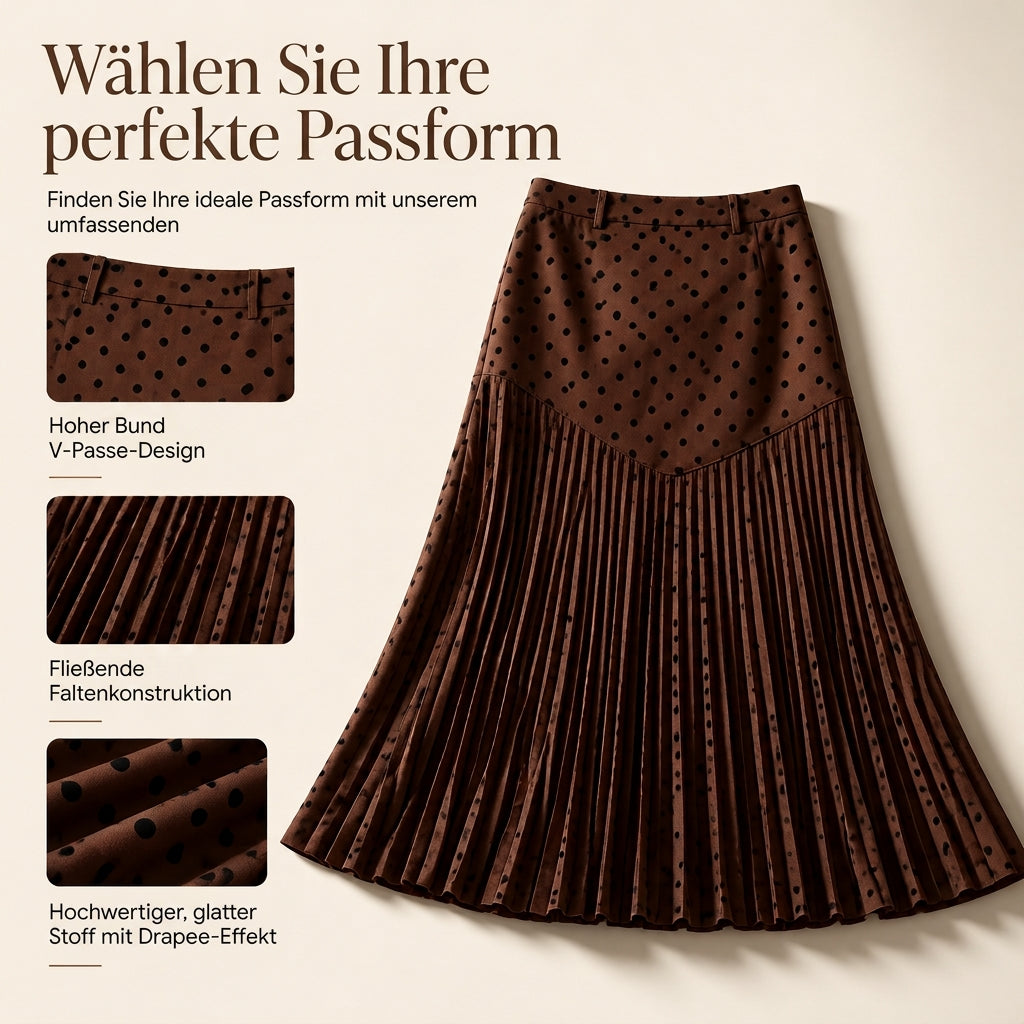 Plissierter Rock mit Tupfenmuster und hohem Bund für Damen