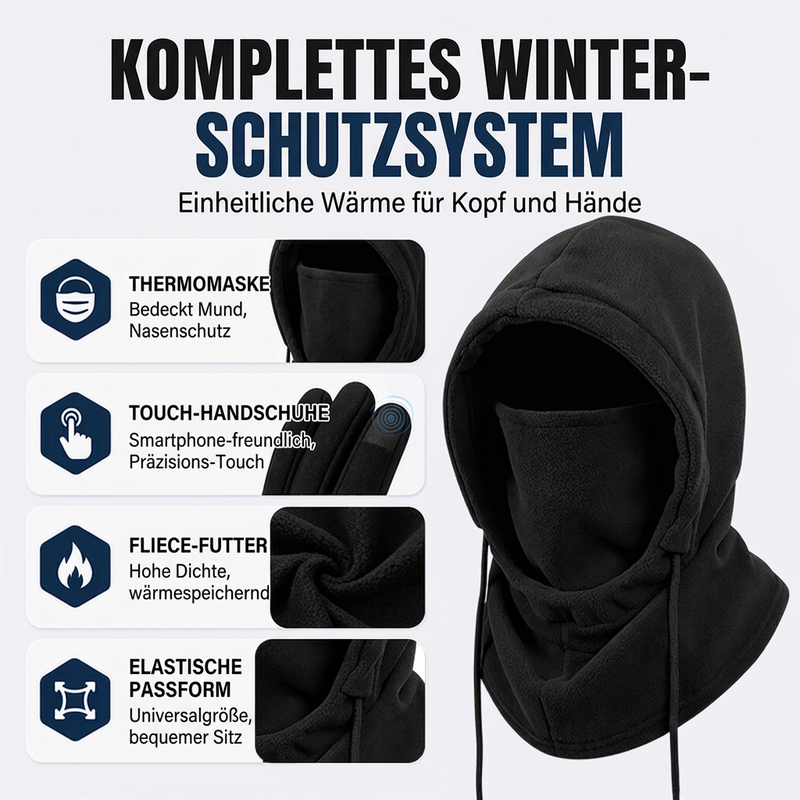 Balaclava-Set mit touchscreenkompatiblen Handschuhen und Socken