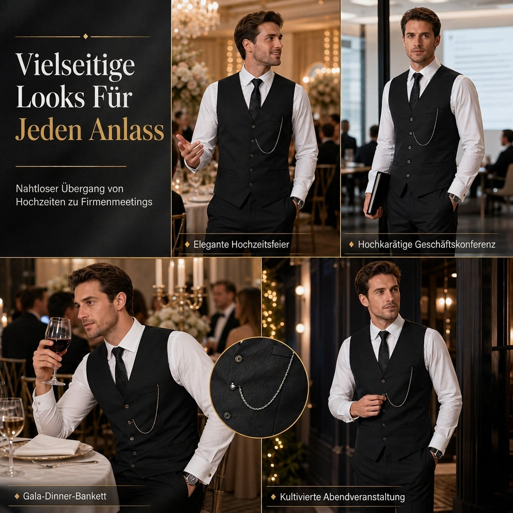 🤵 Herren Slim Fit 3-teiliges formelles Anzug-Set – Klassischer Chic, bequemer Sitz & immer passend