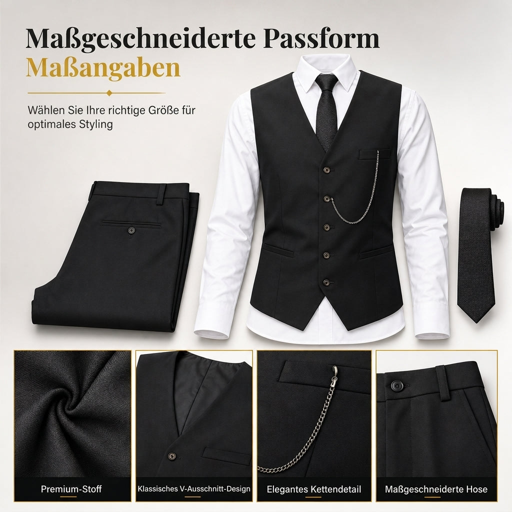 🤵 Herren Slim Fit 3-teiliges formelles Anzug-Set – Klassischer Chic, bequemer Sitz & immer passend