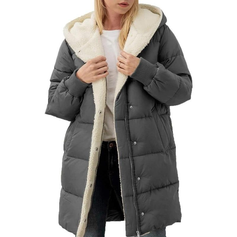 📢🎉50%Rabatt!!!🛍️✨Mittellanger wattierter Damenmantel mit Kapuze