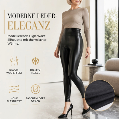 Hochtaillierte PU-Leder-Leggings für Damen