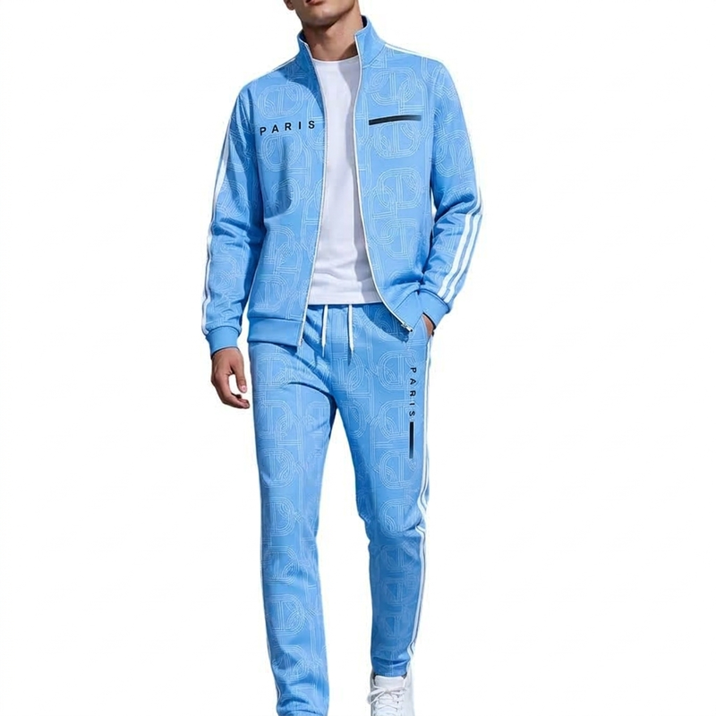 📢🎉50%Rabatt!!!🛍️✨Herren-Set mit geometrischem Muster, Jacke mit durchgehendem Reißverschluss und Hose