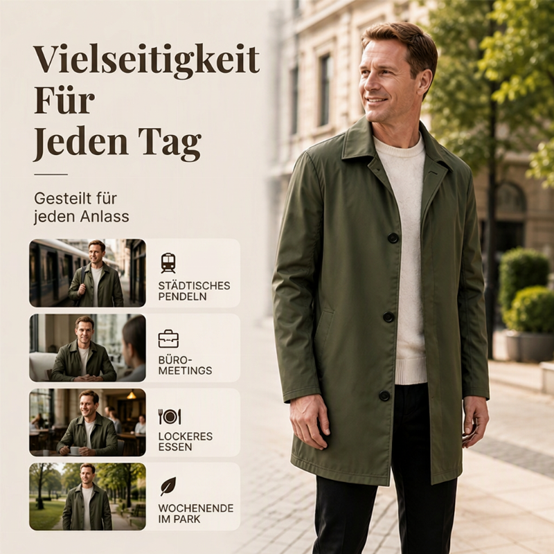 📢🎉50%Rabatt!!!🛍️✨Einfarbiges, einreihiges Mantel in mittlerer Länge für Herren