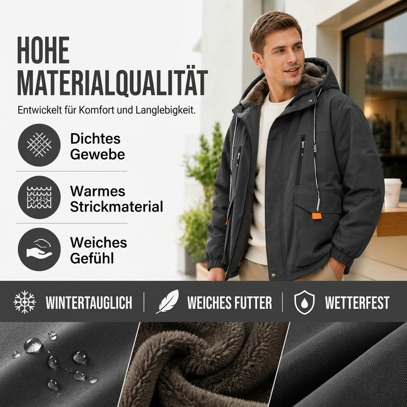 📢🎉50%Rabatt!!!🛍️✨ Herren Winterparka mit Kapuze & Plüschfutter – Kuschelig, warm & immer passend