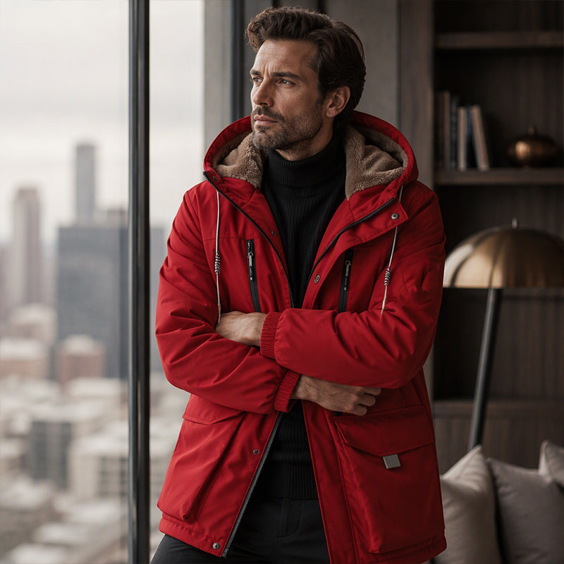 📢🎉50%Rabatt!!!🛍️✨ Herren Winterparka mit Kapuze & Plüschfutter – Kuschelig, warm & immer passend