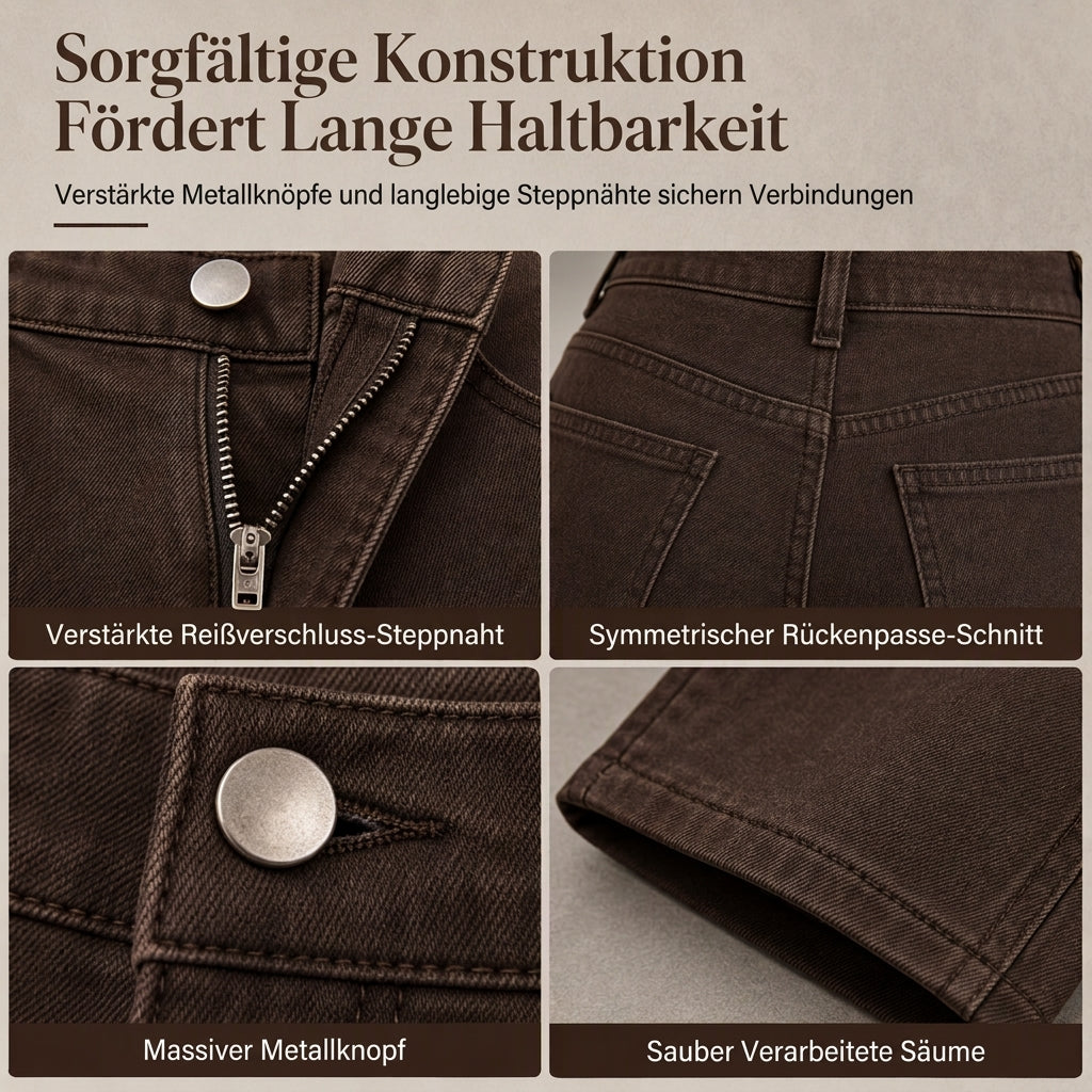 Damen Retro Jeans mit hoher Taille und weitem Bein, weich fallende, bodenlange Denim-Hose