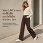 Damen Retro Jeans mit hoher Taille und weitem Bein, weich fallende, bodenlange Denim-Hose