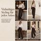 Damen Retro Jeans mit hoher Taille und weitem Bein, weich fallende, bodenlange Denim-Hose