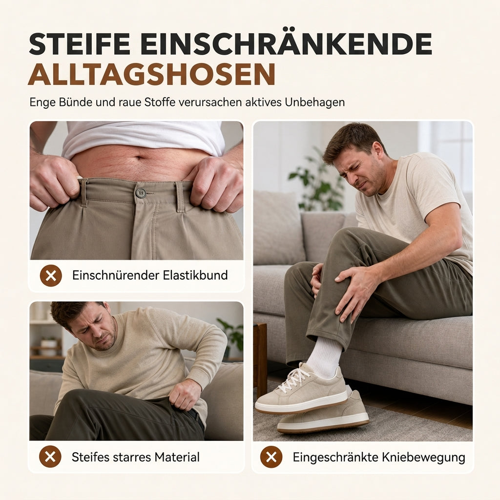 Herren Freizeit-Cordhose mit weitem Bein, elastischem Kordelbund, entspannter Passform