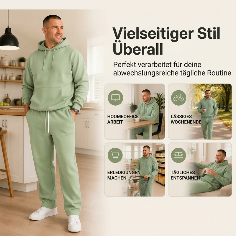 📢📢50%Rabatt!!!🎉✨Lässiges Halb-Zip Kapuzen-Sweatshirt & weit geschnittene Hose für Herren