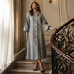 🔥 Beliebtes Produkt ！✨Damen Maxikleid aus Rippstrick mit Laternenärmeln