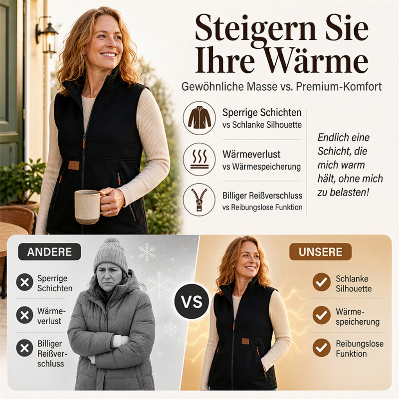Damen Winter Thermo Weste mit Stehkragen