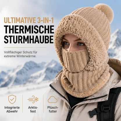 Damen Winter Einteilige Gestrickte Mütze Schal Maske