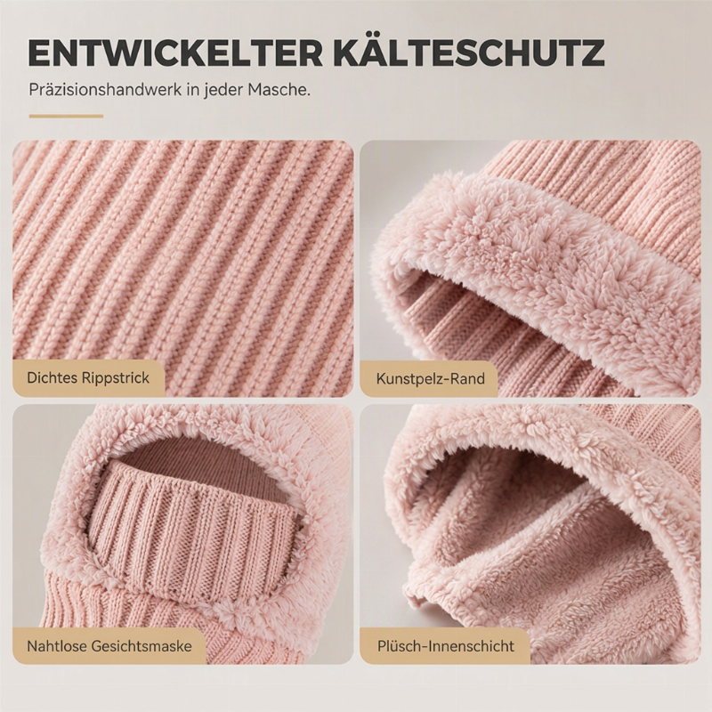 Damen Winter Einteilige Gestrickte Mütze Schal Maske