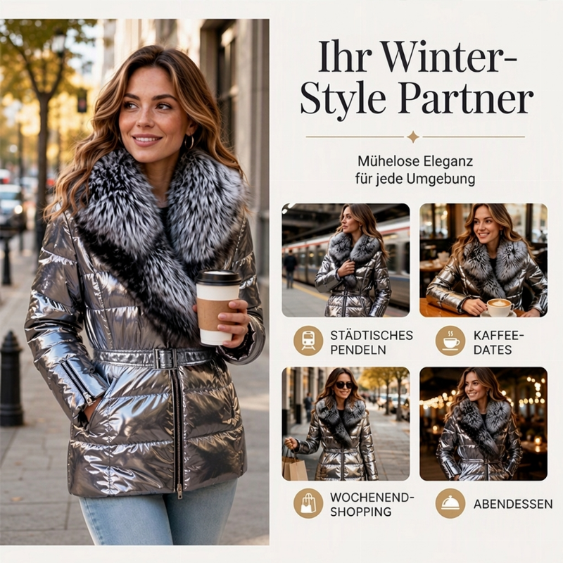 📢🎉50%Rabatt!!!🛍️✨Gesteppte Damenjacke mit Kunstfellkragen