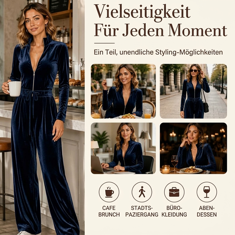 📢🎉50%Rabatt!!!🛍️✨Damen Schicker Samt-Overall mit Stehkragen