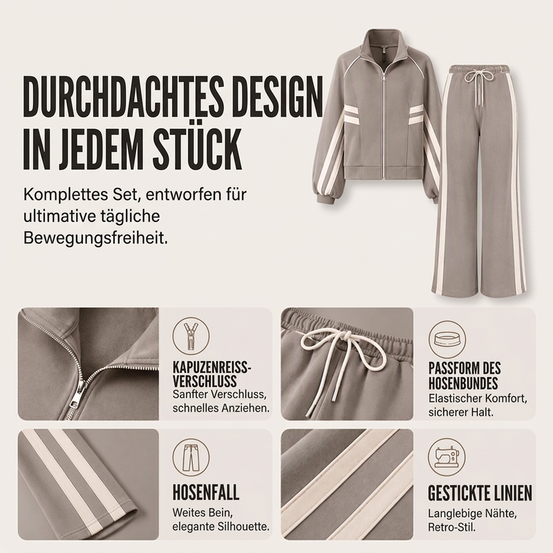 Sportliches 2-Teile-Streifen-Set für Damen