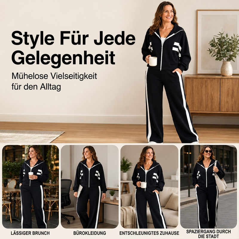 Sportliches 2-Teile-Streifen-Set für Damen