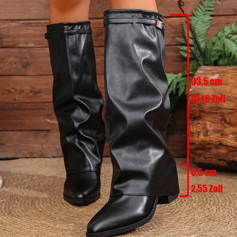 Damen lässige Kniestiefel mit klobiger Sohle