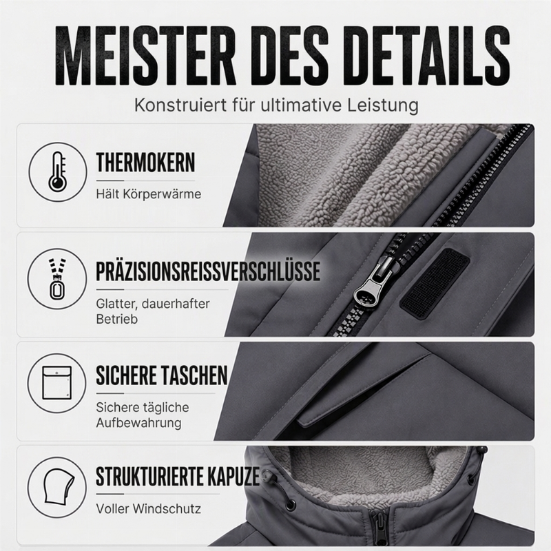 🔥 50% RABATT 🧥 Beheizbare, winddichte Herren-Winterjacke mit Kapuze