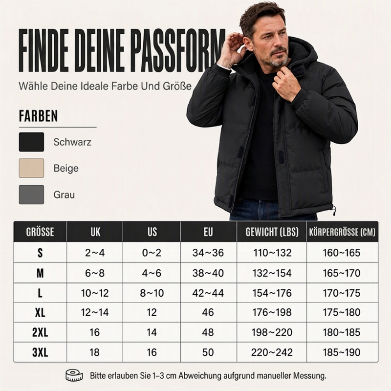 🔥 50% RABATT 🧥 Beheizbare, winddichte Herren-Winterjacke mit Kapuze