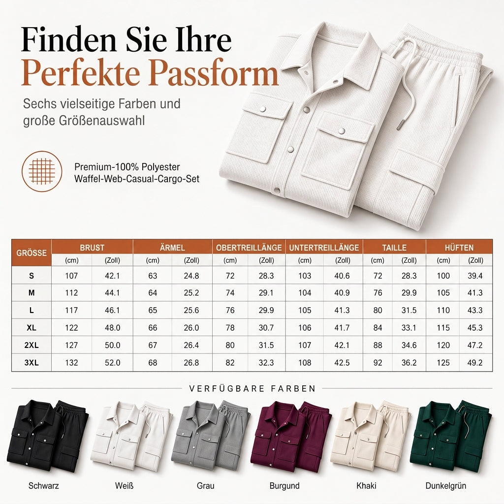 📢🎉50%Rabatt!!!🛍️✨Zweiteiliges Set aus legerer Waffelstrickjacke und passender Hose für Herren