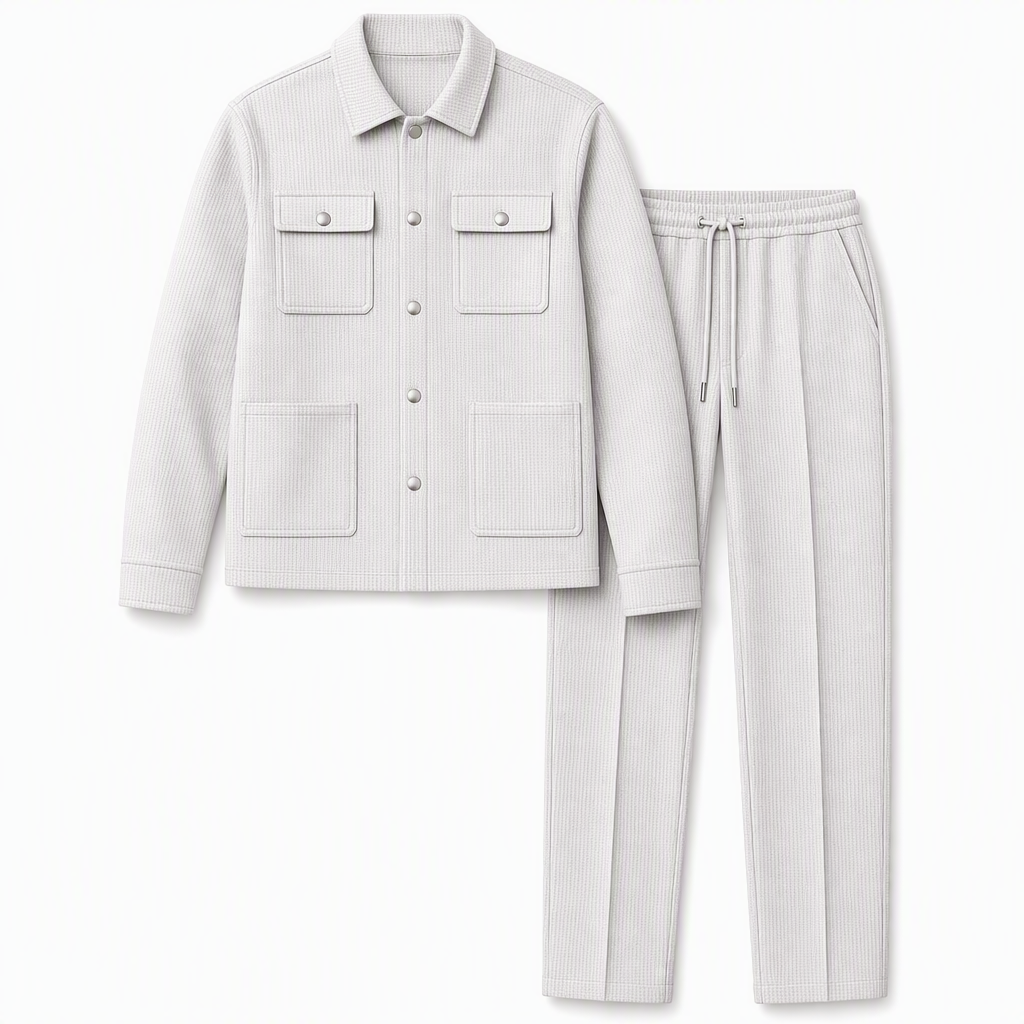 📢🎉50%Rabatt!!!🛍️✨Zweiteiliges Set aus legerer Waffelstrickjacke und passender Hose für Herren