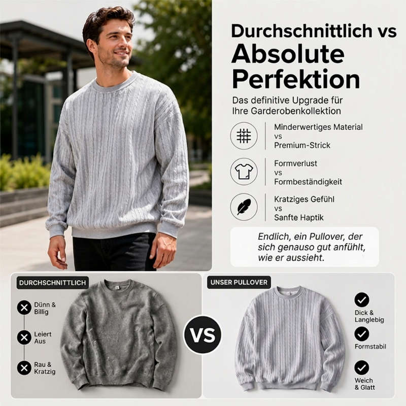 📢🎉50%Rabatt!!!🛍️✨Herren Kabelstrick Rundhalspullover