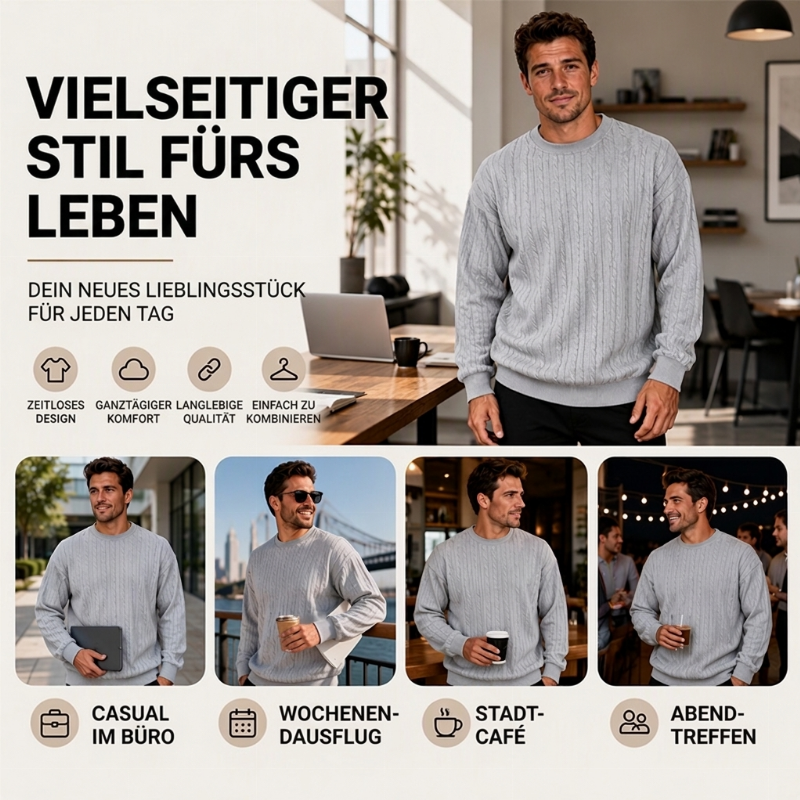 📢🎉50%Rabatt!!!🛍️✨Herren Kabelstrick Rundhalspullover