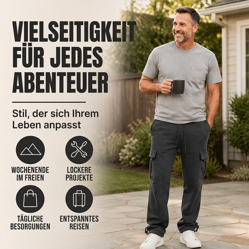 Herren-Freizeit-Cargohose mit Kordelzug