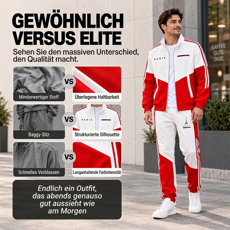 📢🎉50%Rabatt!!!🛍️✨Herren Farbblock-Reißverschlussjacke und Kordelhosen-Set