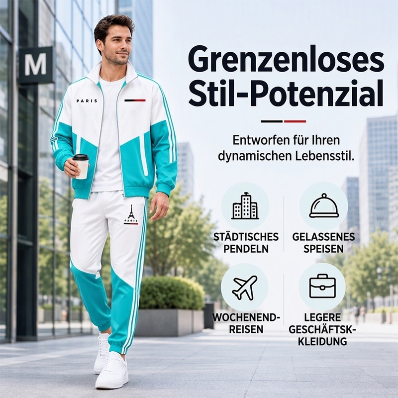 📢🎉50%Rabatt!!!🛍️✨Herren Farbblock-Reißverschlussjacke und Kordelhosen-Set