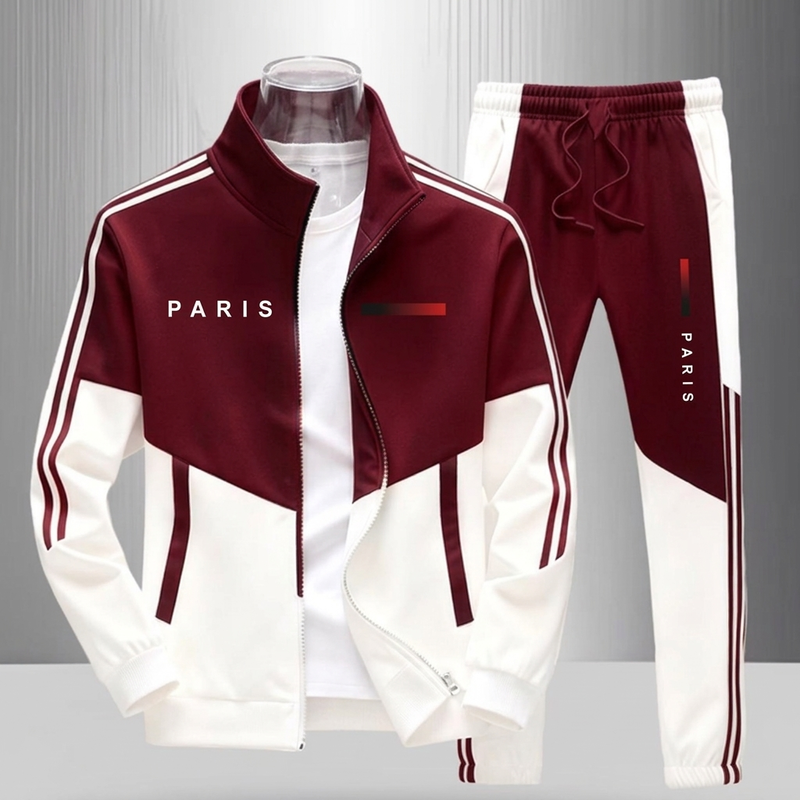 📢🎉50%Rabatt!!!🛍️✨Herren Farbblock-Reißverschlussjacke und Kordelhosen-Set
