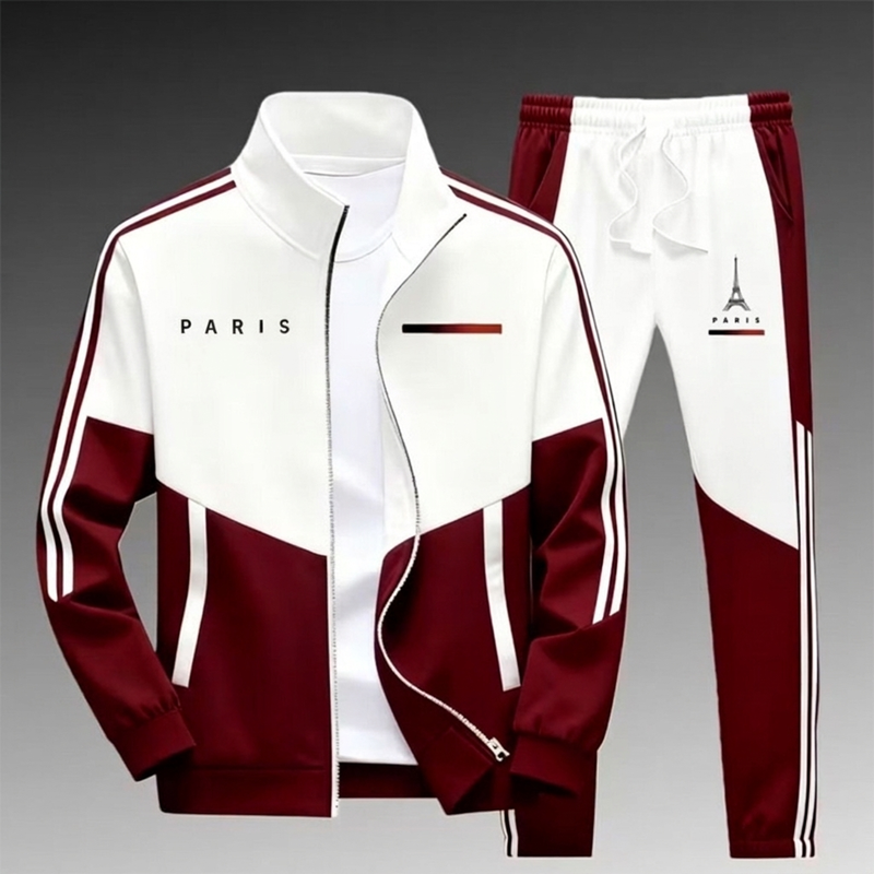 📢🎉50%Rabatt!!!🛍️✨Herren Farbblock-Reißverschlussjacke und Kordelhosen-Set
