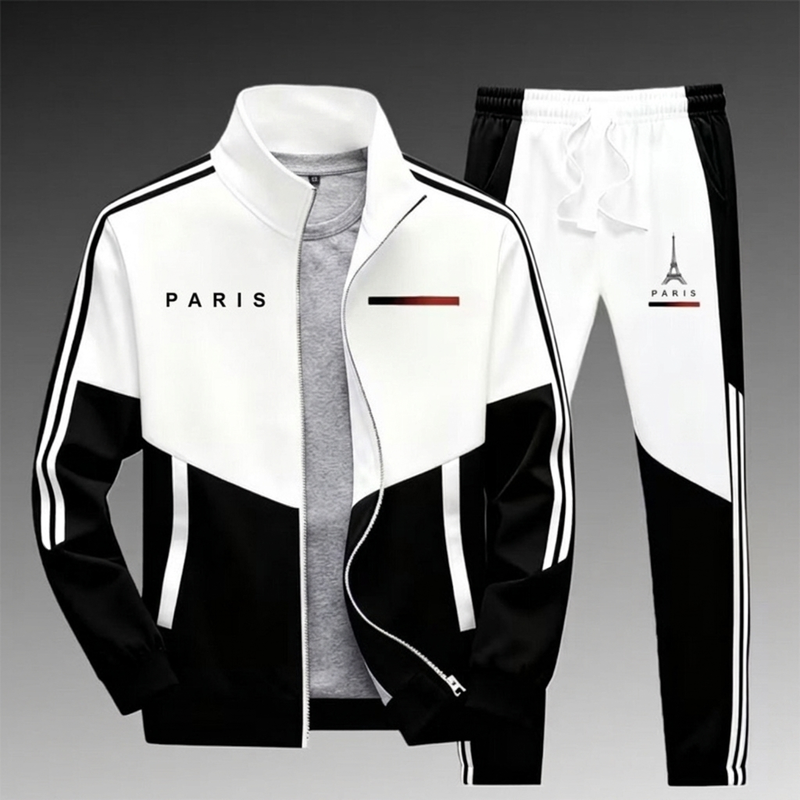 📢🎉50%Rabatt!!!🛍️✨Herren Farbblock-Reißverschlussjacke und Kordelhosen-Set