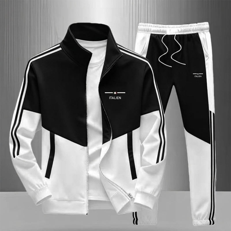 📢🎉50%Rabatt!!!🛍️✨Herren Farbblock-Reißverschlussjacke und Kordelhosen-Set