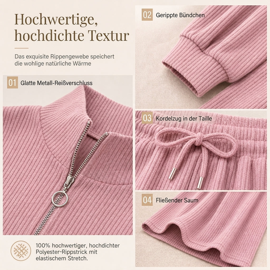 2-teiliges Damen-Set aus Strickpullover und weit geschnittenen Hosen