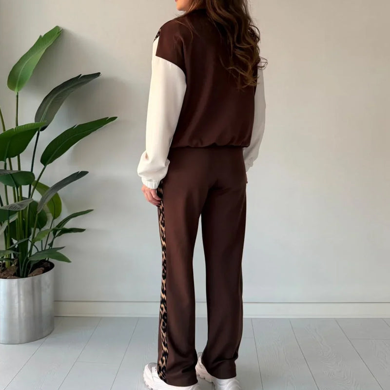 Damen modisches Leopardenmuster 2-Teiler Set