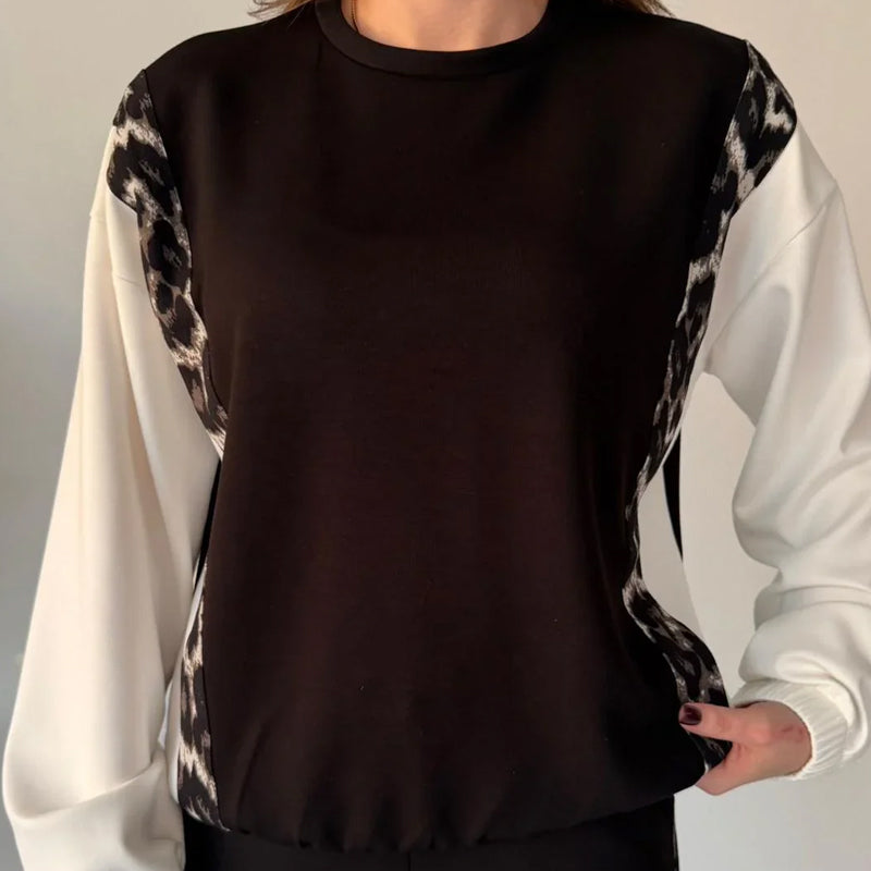 Damen modisches Leopardenmuster 2-Teiler Set