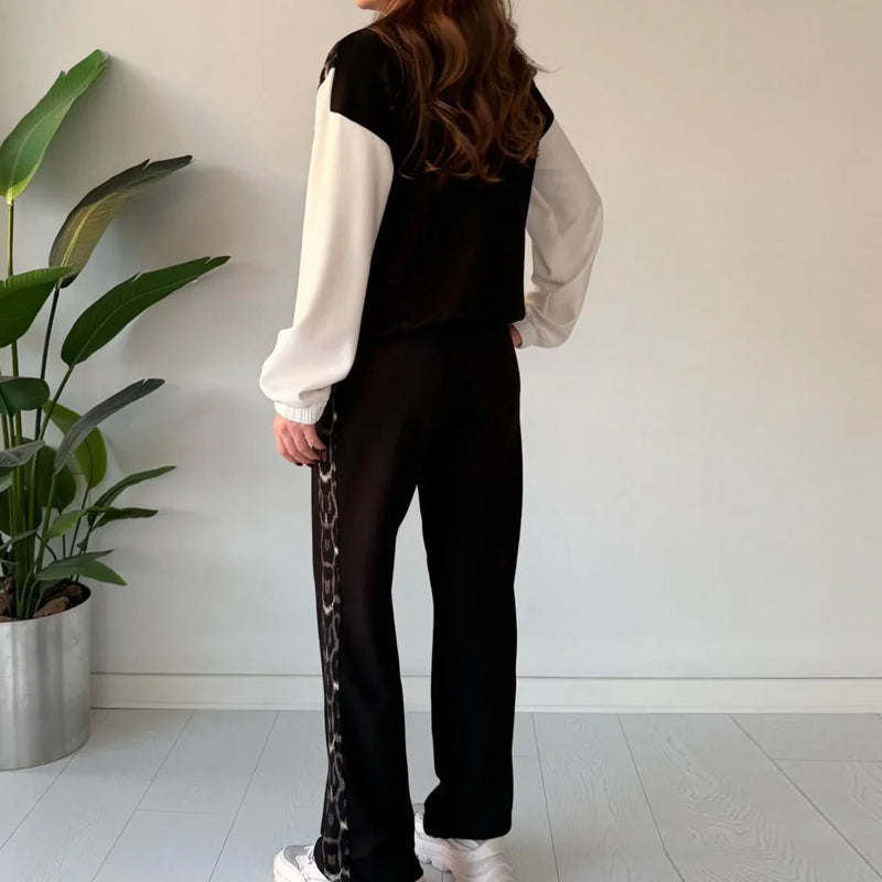 Damen modisches Leopardenmuster 2-Teiler Set