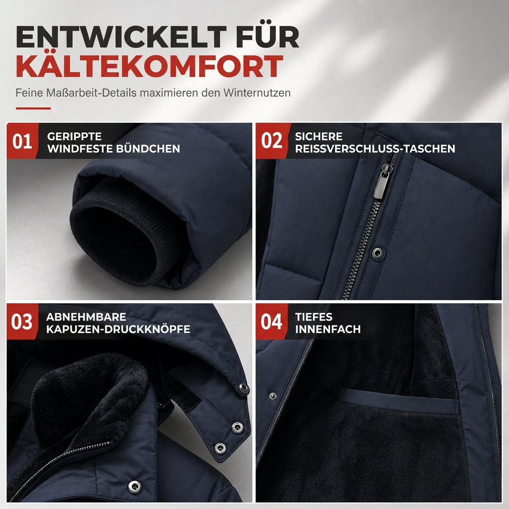 🎯 50% Rabatt + Gratis Versand! 🚚 Herren mittellange wattierte Winterjacke, business-elegant & lässig, für Männer mittleren Alters