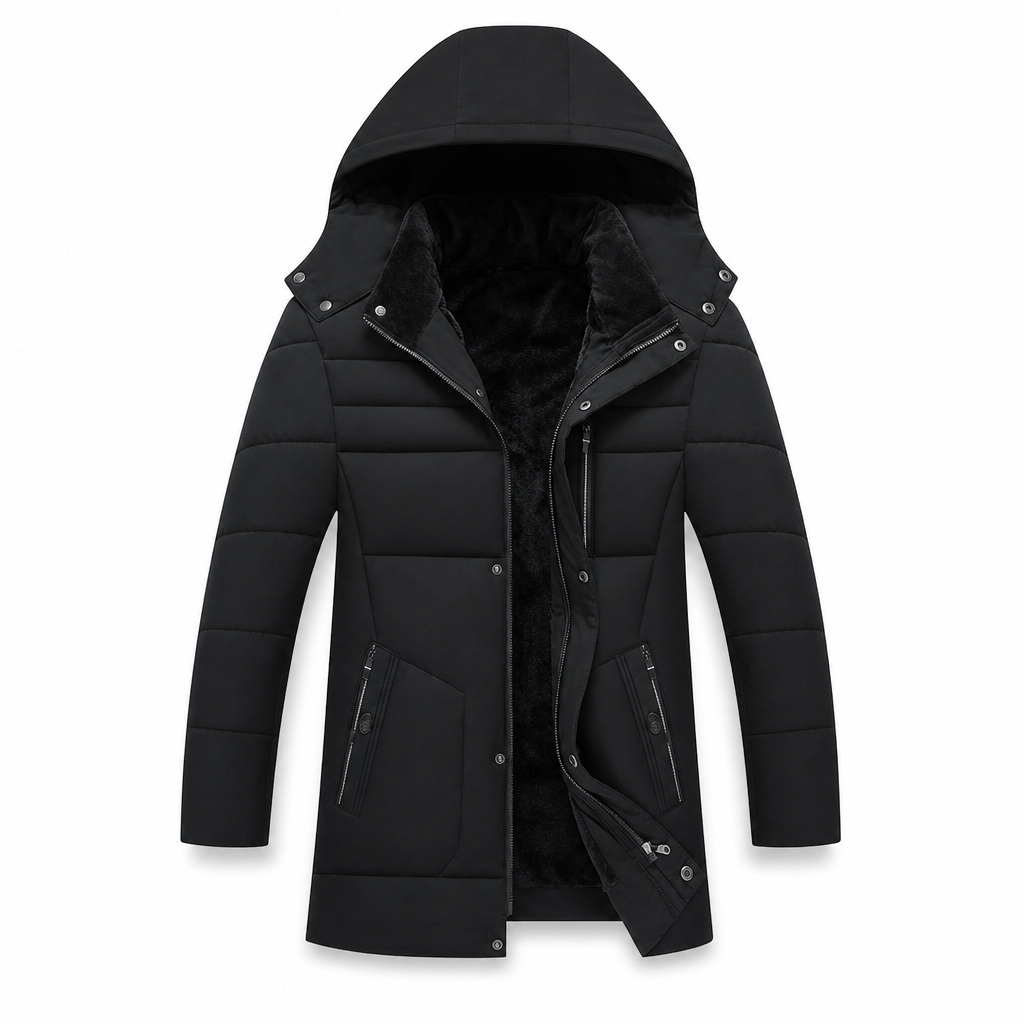 🎯 50% Rabatt + Gratis Versand! 🚚 Herren mittellange wattierte Winterjacke, business-elegant & lässig, für Männer mittleren Alters