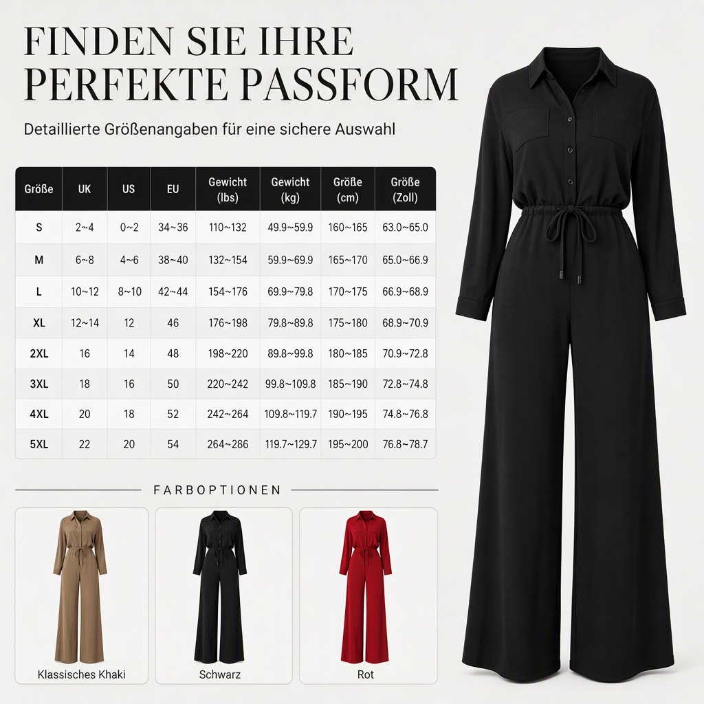 📢🎉50%Rabatt!!!🔥✨ Aktionsfavorit: Damen-Jumpsuit mit Hemdkragen und Bindegürtel – Eleganter Einteiler mit weitem Bein für Alltag und Büro 👗