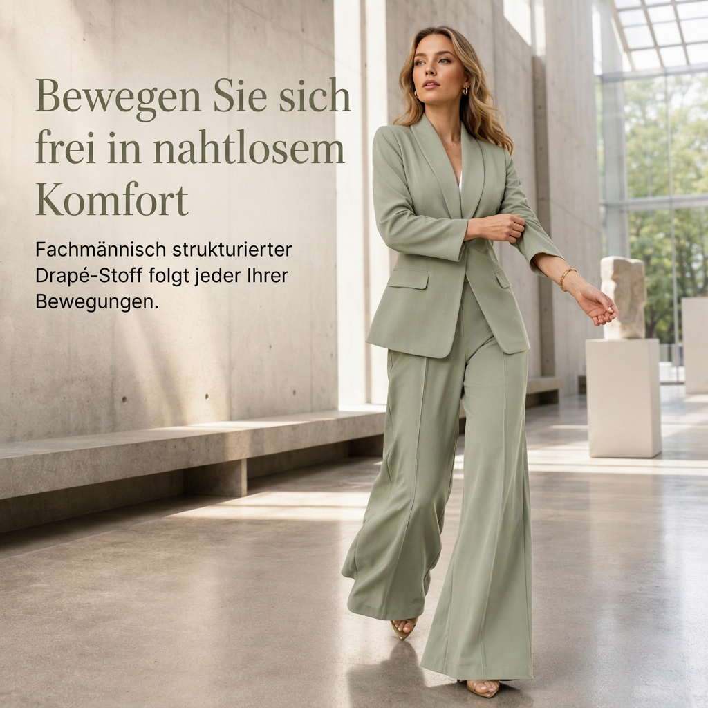 🔥 50% RABATT + GRATIS VERSAND 🚚 Eleganter 2-teiliger Anzug – taillierter Blazer & weite Hose