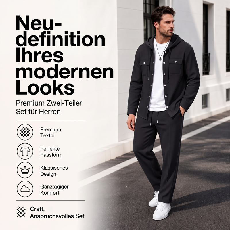 🚀 Ganz neu eingetroffen – 50 % Rabatt zum Probieren! Herren Freizeit Waffelstruktur Kapuzenjacke und Hosen Set