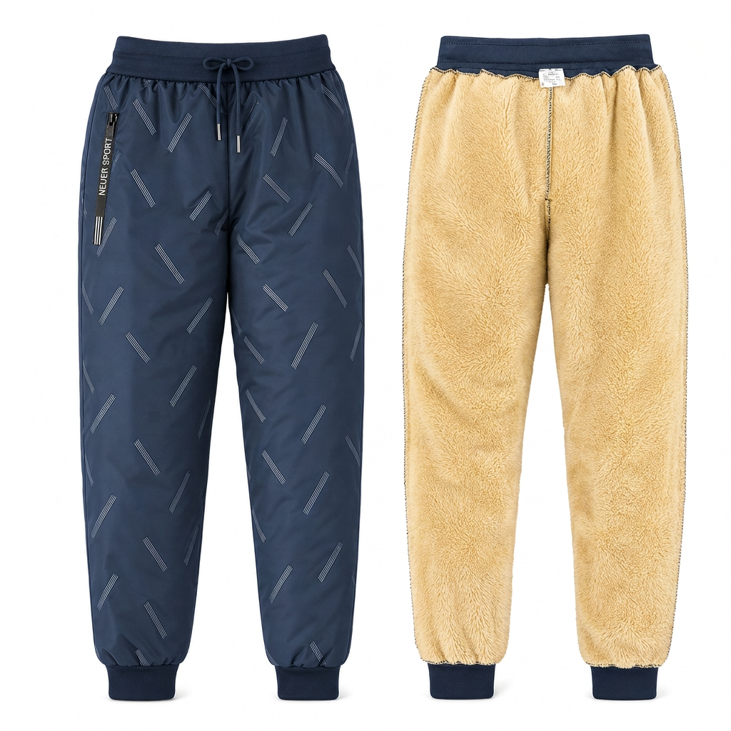Unisex-Jogginghose mit lockerem Schnitt und Sherpa-Fleecefutter, warme Winter-Freizeithose mit Reißverschlusstaschen