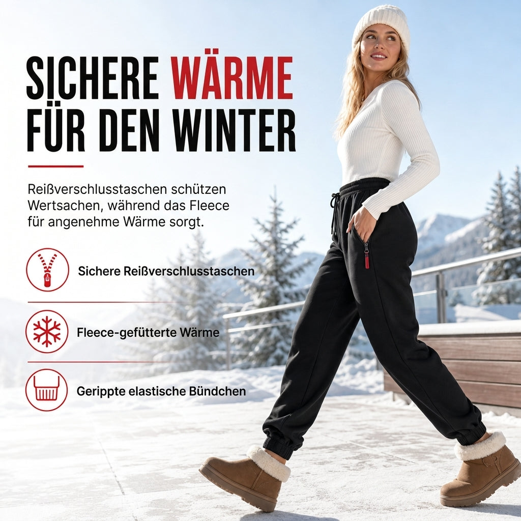 Damen Winter-Jogginghose mit Fleecefutter und Reißverschlusstaschen