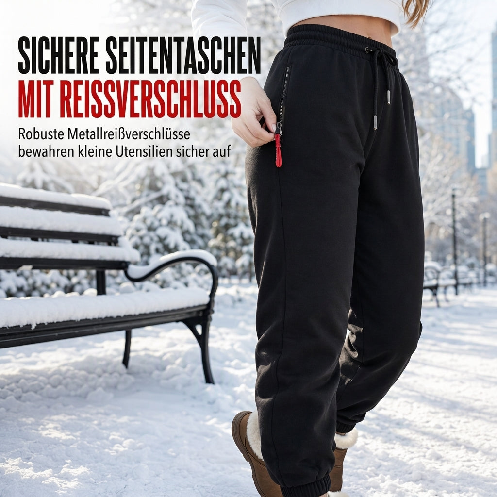 Damen Winter-Jogginghose mit Fleecefutter und Reißverschlusstaschen